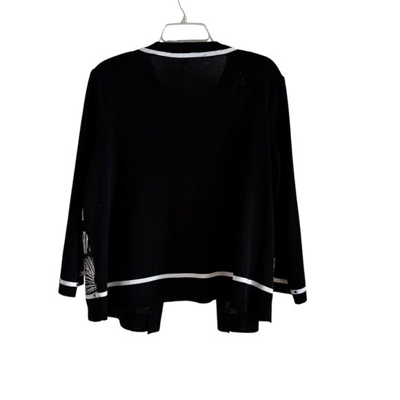 Ming Wang Floral Embroidered Knit Jacket Black and White Size L - Picture 7 of 15